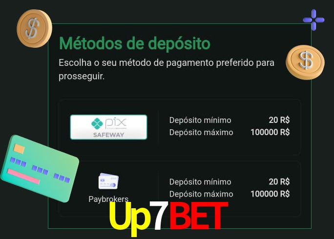 O cassino Up7Bet oferece uma grande variedade de métodos de pagamento